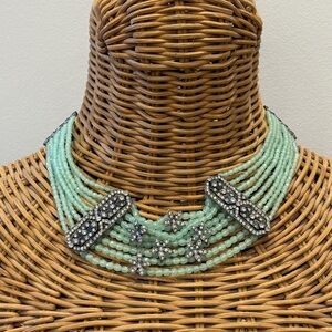 Vintage Suzanne Somers Crystal and Beaded Chocker Art Deco Style Never Been Worn